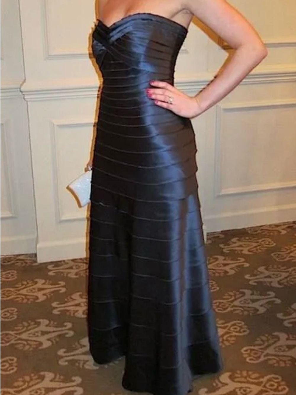 NWT BCBGMaxAzria Black Strapless Tiered Dress 4